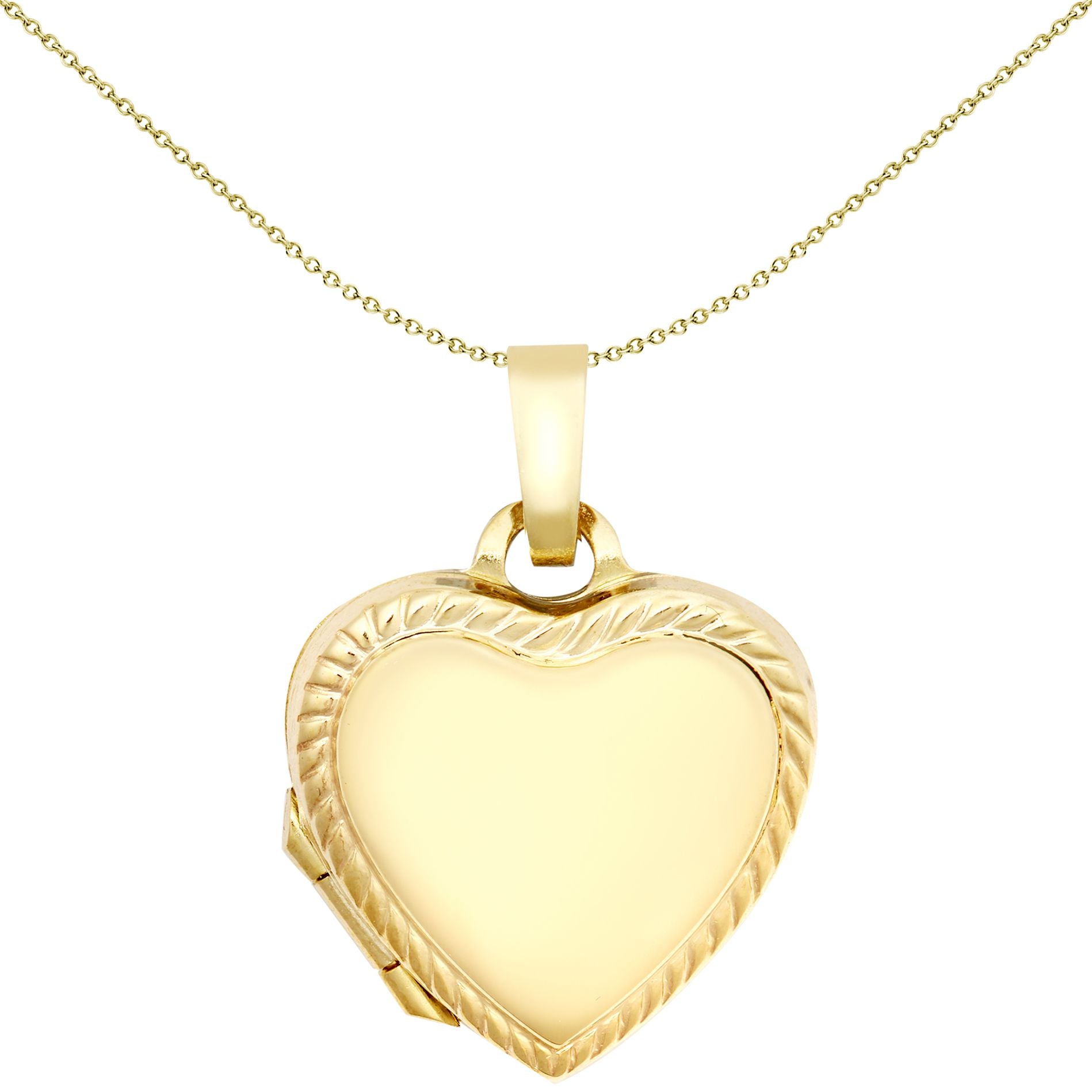9ct Gold  Rope Love Heart Locket Pendant, 15mm - JLC129