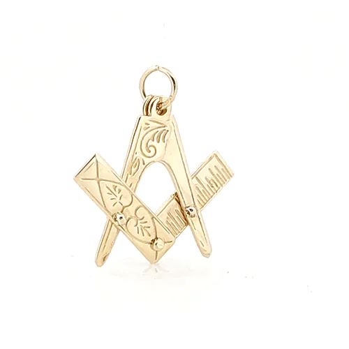 Mens 9ct Gold  Openning Closing Square & Compass Masonic Pendant - JMS003