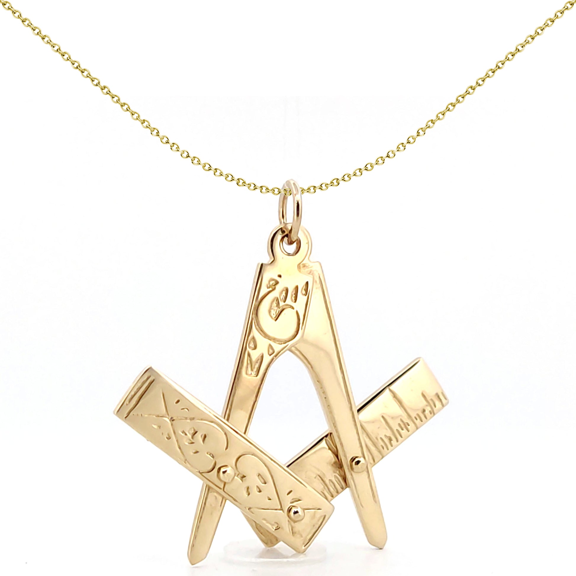 Mens 9ct Gold  Openning Closing Square & Compass Masonic Pendant - JMS004