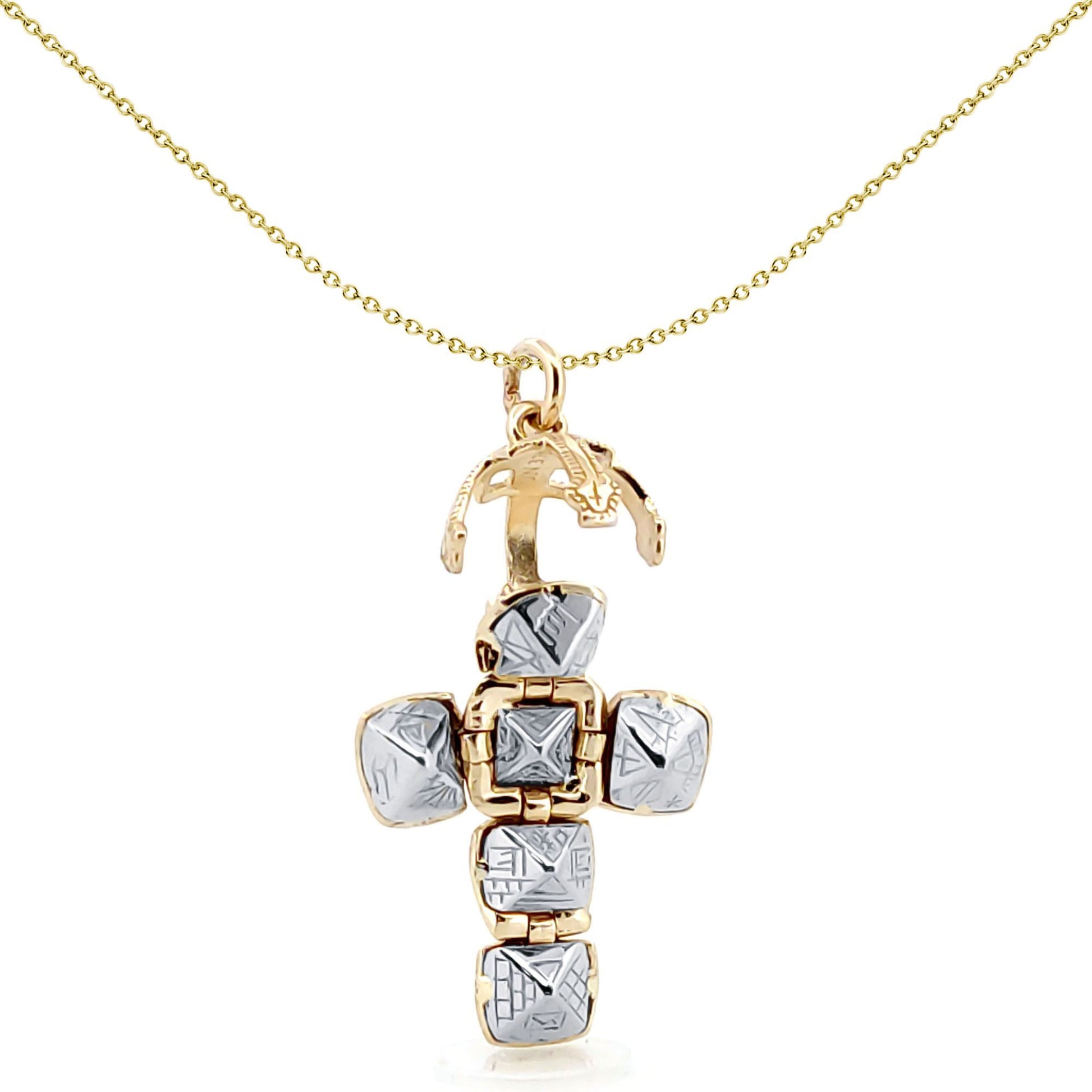 9ct Gold Silver  Foldable Fob Cross Masonic 10mm Orb Ball Pendant - JMS007