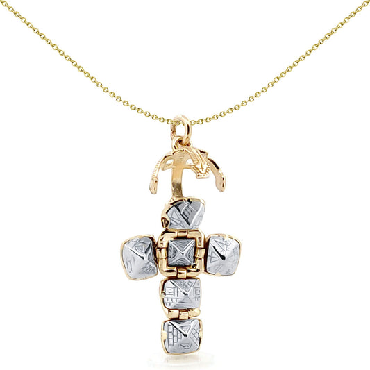 9ct Gold Silver  Foldable Fob Cross Masonic 10mm Orb Ball Pendant - JMS007