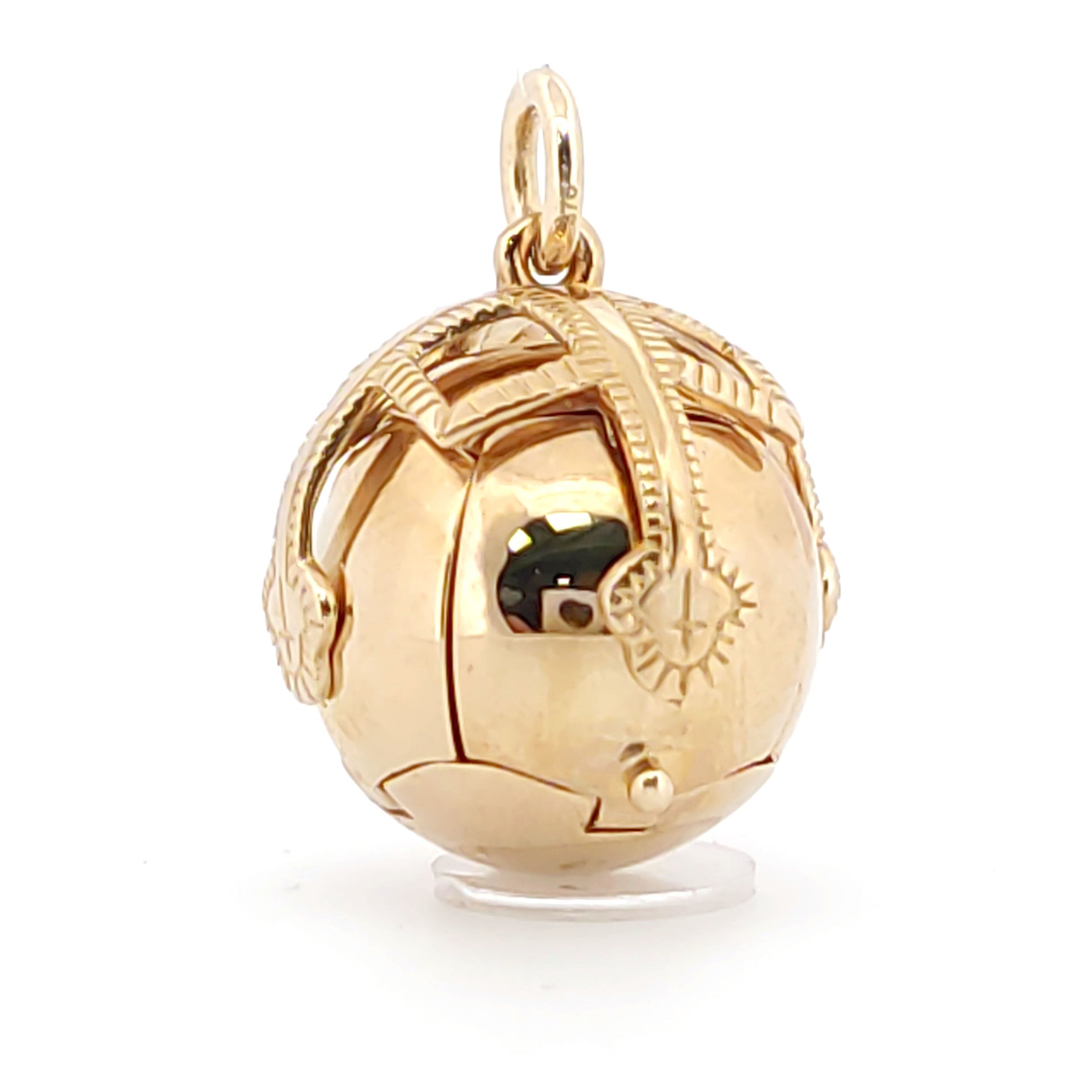 9ct Gold Silver  Large Globe Cross Masonic 16mm Orb Ball Pendant - JMS009