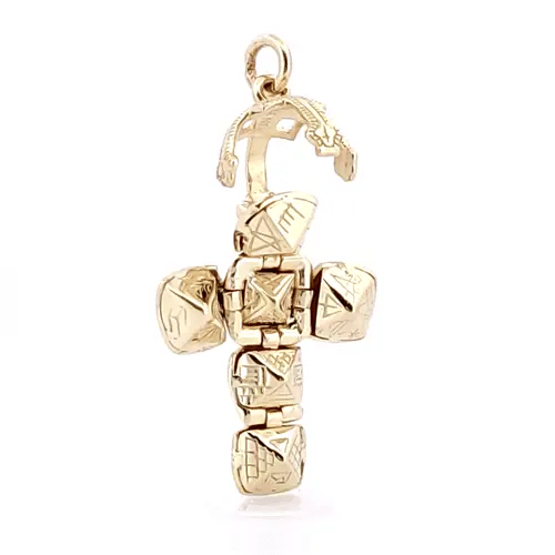 Men's 9ct Gold  Small Globe Cross Masonic 10mm Orb Ball Pendant - JMS010