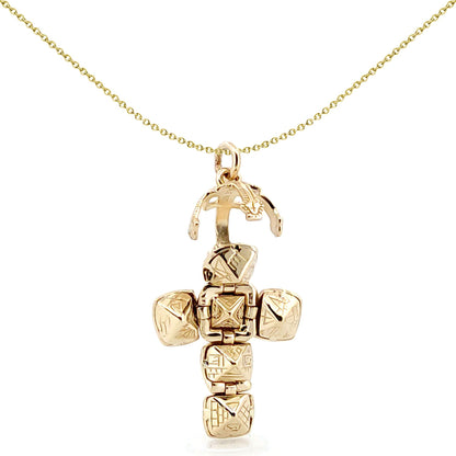 Men's 9ct Gold  Foldable Fob Cross Masonic 10mm Orb Ball Pendant - JMS010