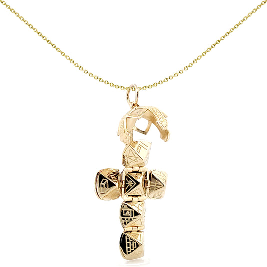 Men's 9ct Gold  Medium Globe Cross Masonic 13mm Orb Ball Pendant - JMS011