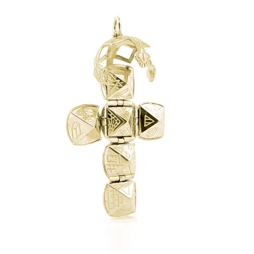 Men's 9ct Gold  Large Globe Cross Masonic 16mm Orb Ball Pendant - JMS012