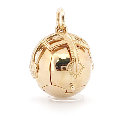 Men's 9ct Gold  Large Globe Cross Masonic 16mm Orb Ball Pendant - JMS012