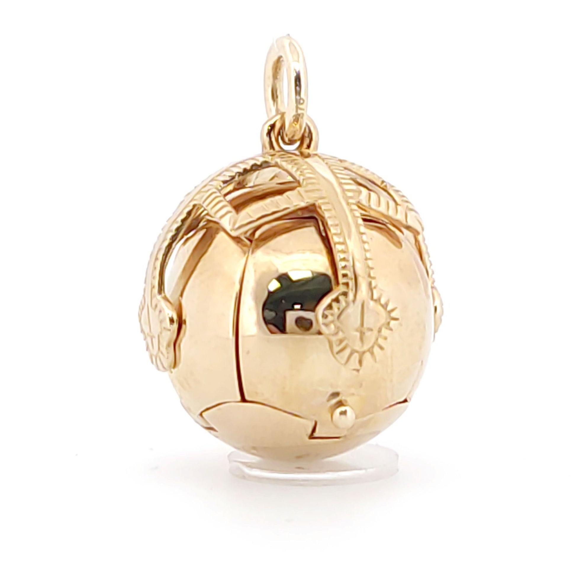 Men's 9ct Gold  Foldable Fob Cross Masonic 16mm Orb Ball Pendant - JMS012