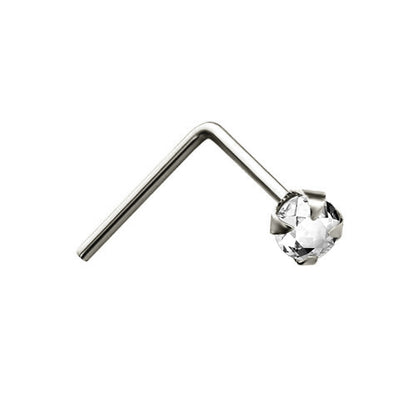 9ct White Gold  Crystal Solitaire Claw Set Nose Stud 2mm - JNS0051