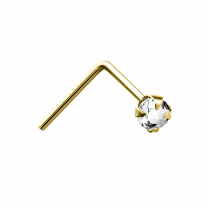 9ct Gold  Crystal Solitaire Claw Set Nose Stud 2mm - JNS0051