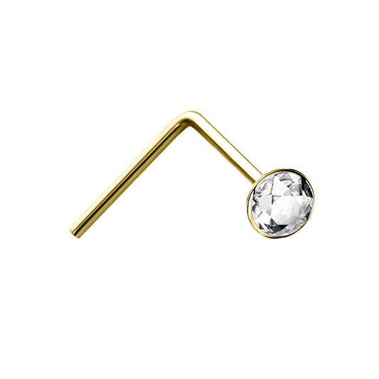 9ct Gold  Crystal Solitaire Nose Stud 2mm - JNS056