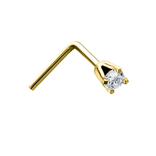 9ct Gold  Diamond Solitaire Claw Set Nose Stud 0.02ct 1.65mm - JNS063