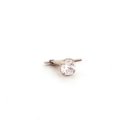 9ct Gold  Crystal Solitaire Claw Set Andralok Hinged Nose Stud 3mm - JNS065