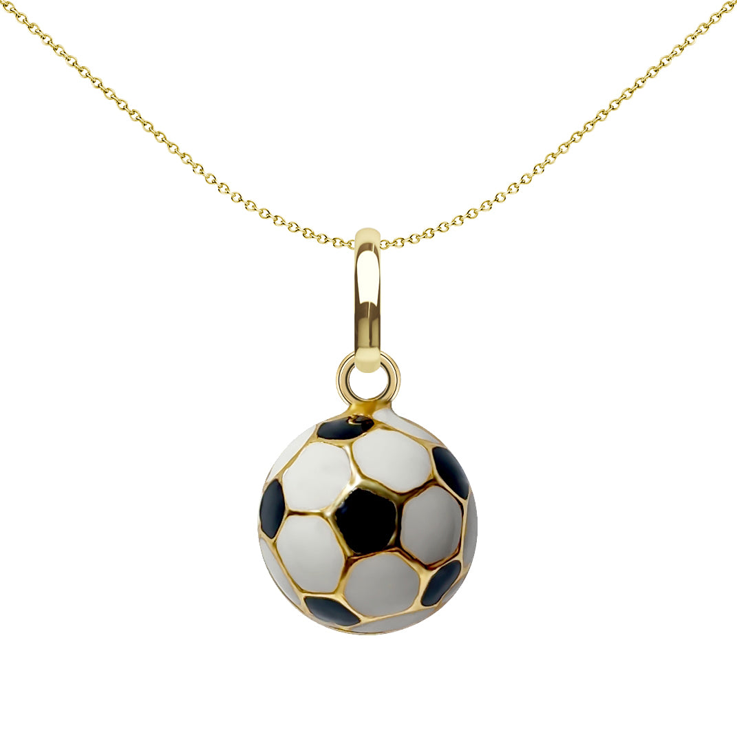 9ct Gold  Enamelled Classic Football Soccer Ball Charm Pendant - JPC114