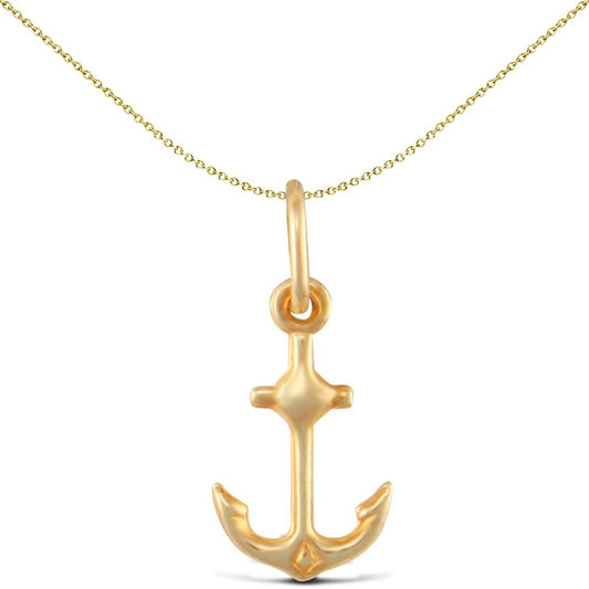 Ladies 9ct Gold  Anchor Charm Pendant - JPC220