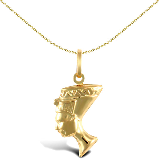 Ladies 9ct Gold  Nefertiti Head Egyptian Charm Pendant - JPC226