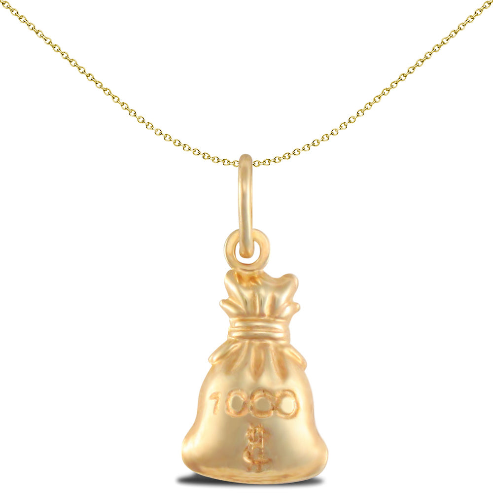 Ladies 9ct Gold  Money Bag Charm Pendant - JPC230