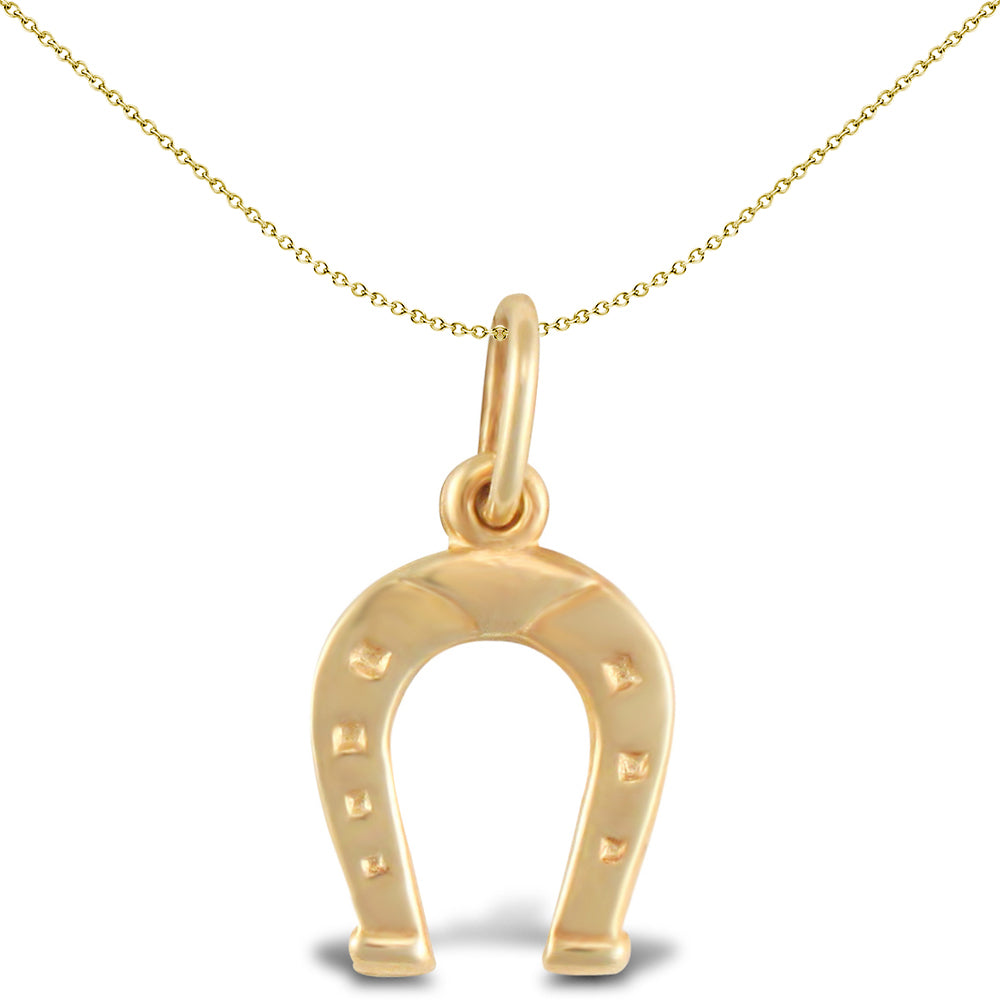 Ladies 9ct Gold  Horseshoe Charm Pendant - JPC233