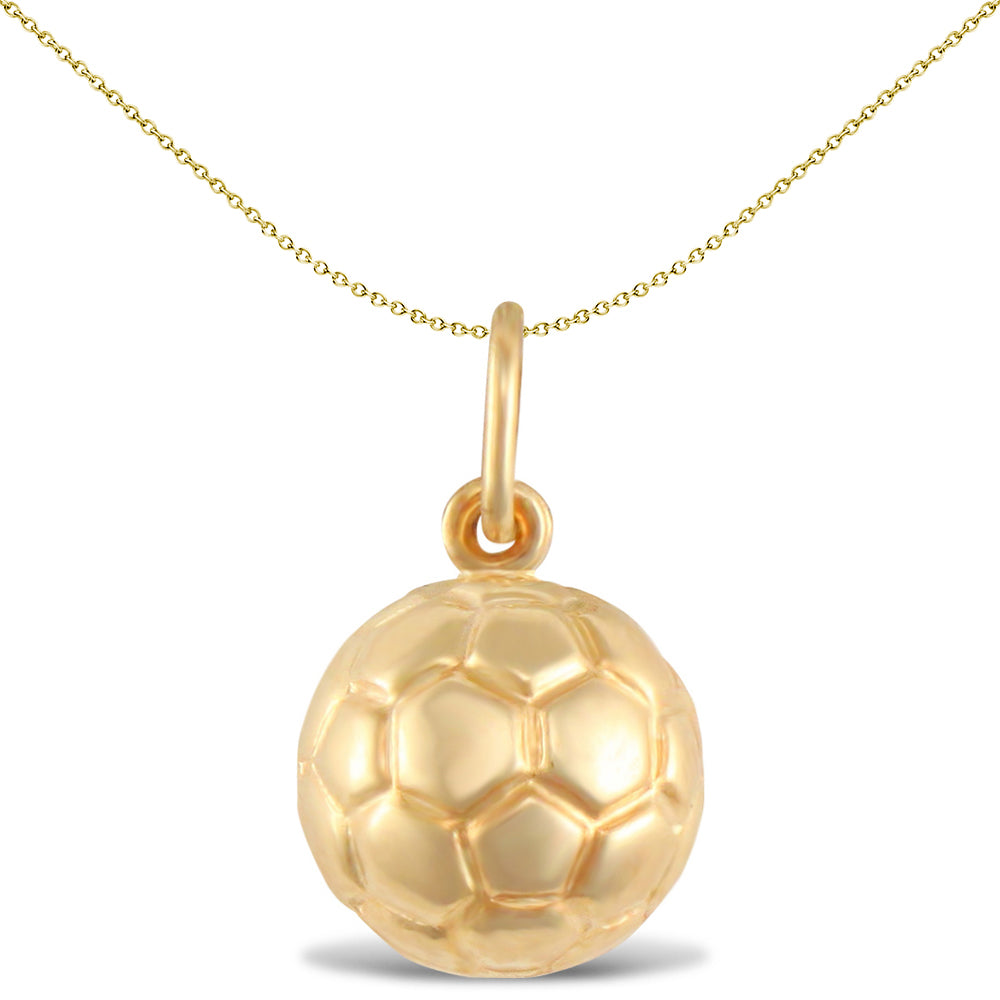 9ct Gold  Classic Soccer Ball Football Charm Pendant - JPC235
