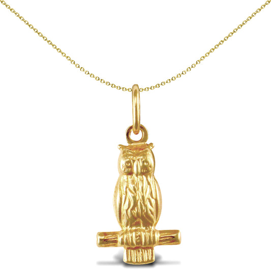 Ladies 9ct Gold  Wise Owl Charm Pendant - JPC237
