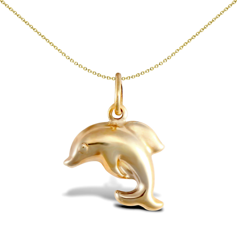 Ladies 9ct Gold  Mini Dolphin Charm Pendant - JPC238