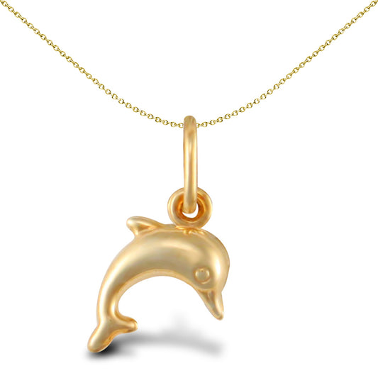 Ladies 9ct Gold  Micro Dolphin Charm Pendant - JPC239