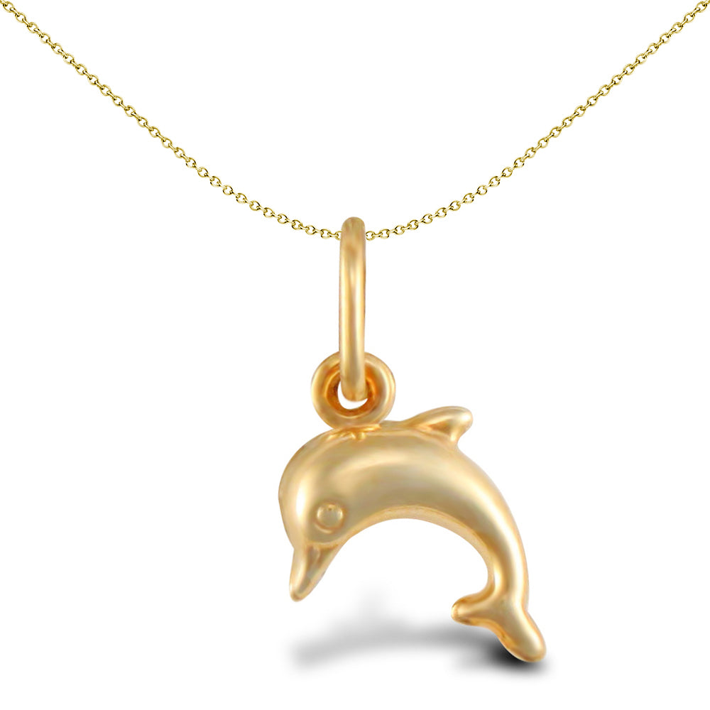 Ladies 9ct Yellow Gold  Micro Dolphin Charm Pendant - JPC239