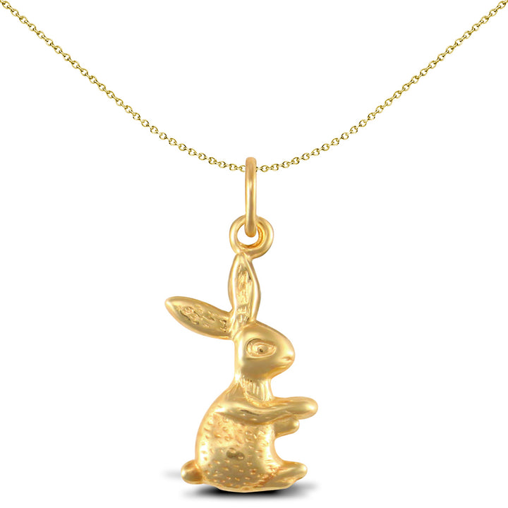 Ladies 9ct Yellow Gold  Bunny Rabbit Charm Pendant - JPC242