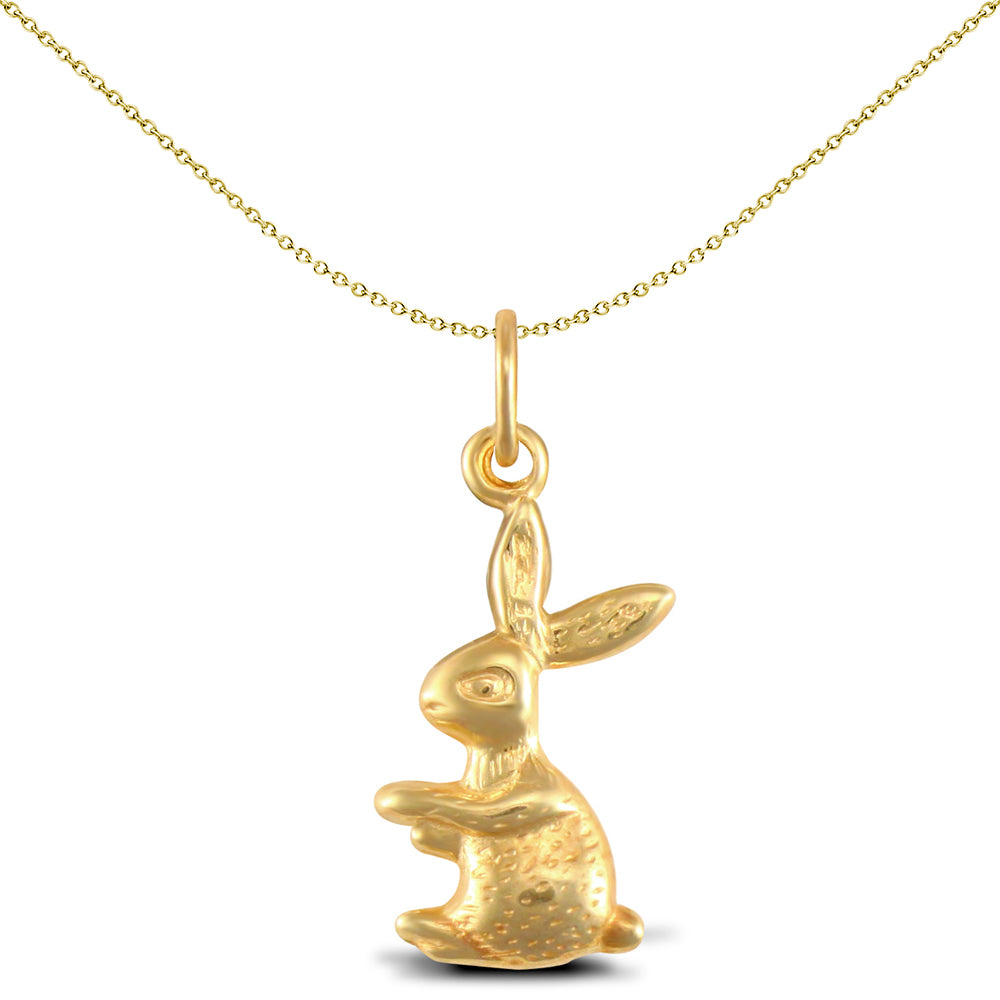 Ladies 9ct Yellow Gold  Bunny Rabbit Charm Pendant - JPC242