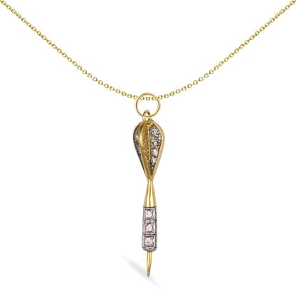 Mens 9ct 2-Colour Gold  CZ Dart Charm Pendant - JPD100