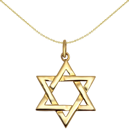 Solid 9ct Gold  Star of Magen David Charm Pendant - JPD139