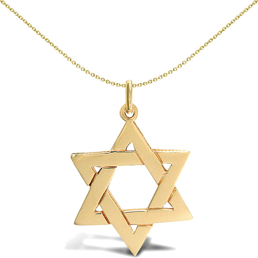 Solid 9ct Gold  Star of Magen David Charm Pendant - JPD141