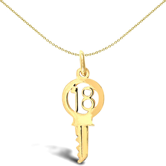 Ladies Solid 9ct Gold  18 Birthday Key Charm Pendant - JPD178