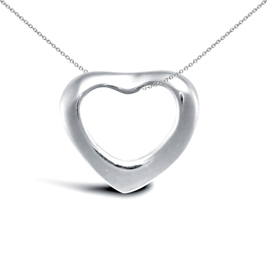 Ladies Solid 9ct White Gold  Open Love Heart Charm Pendant - JPD233