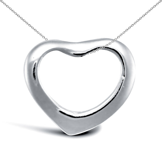 Ladies Solid 9ct White Gold  Open Love Heart Charm Pendant - JPD234