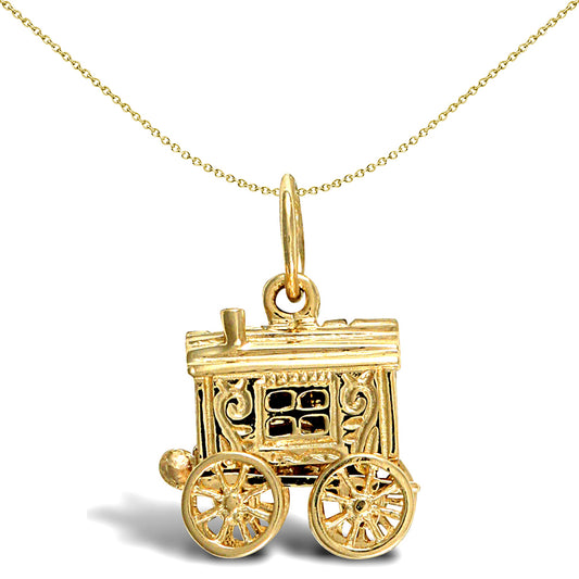 Solid 9ct Gold  Openning Carriage Wagon Charm Pendant - JPD284