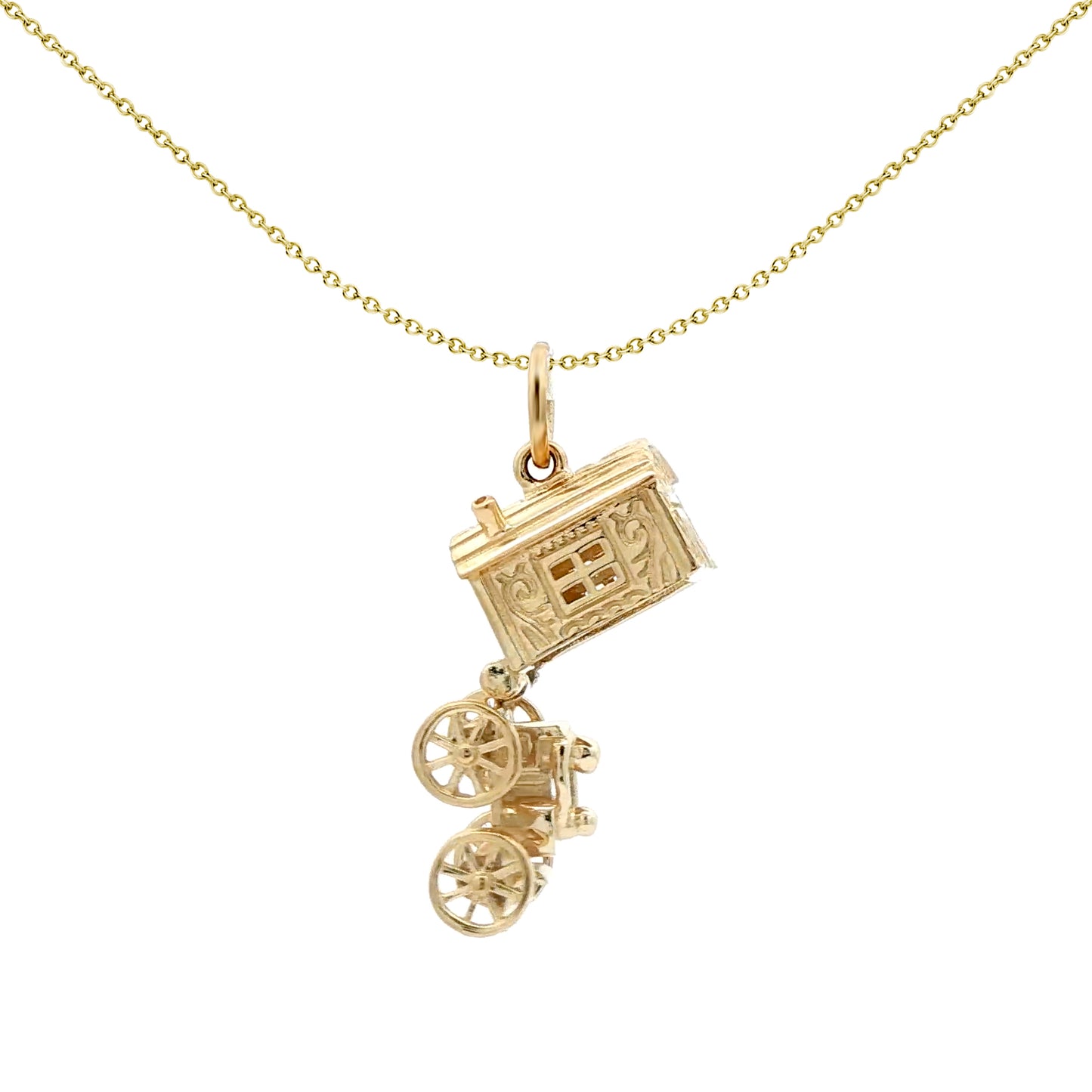 Solid 9ct Gold  Openning Carriage Wagon Charm Pendant - JPD284