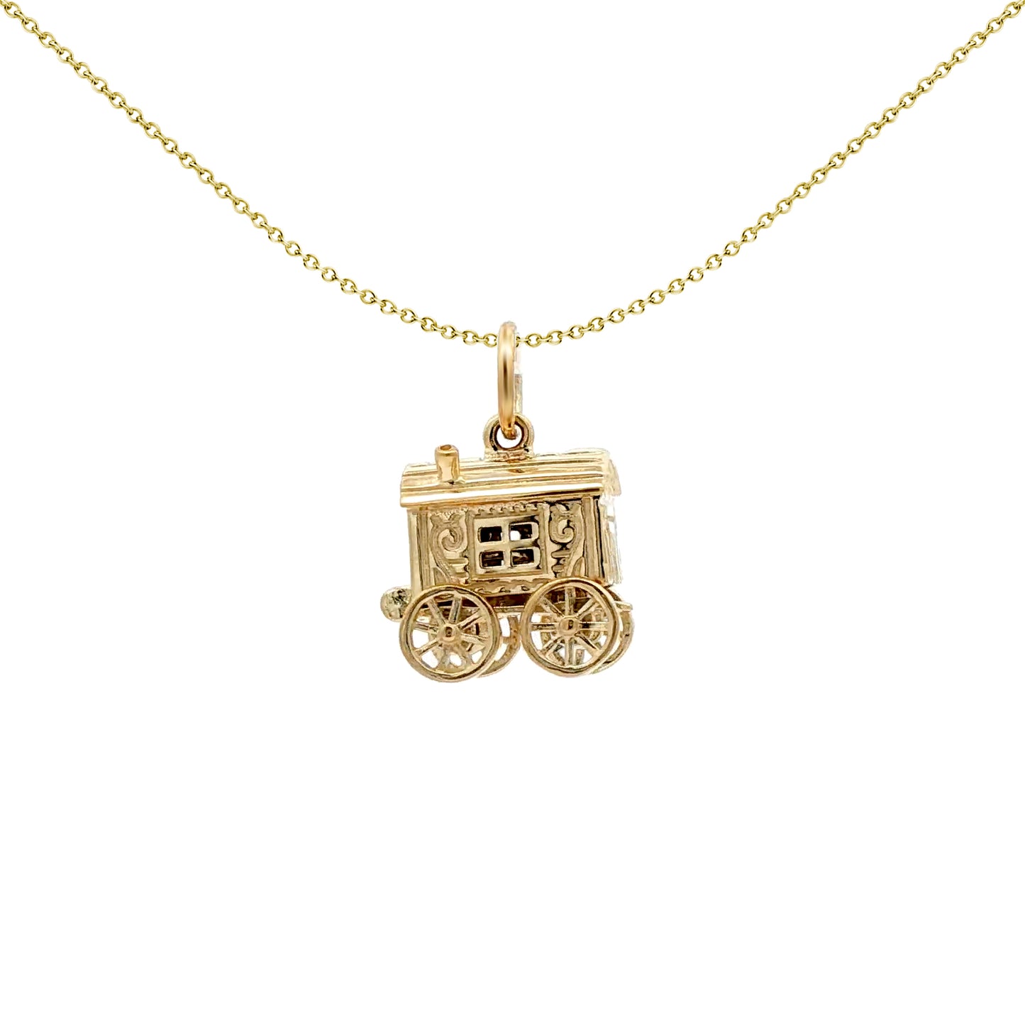 Solid 9ct Gold  Openning Carriage Wagon Charm Pendant - JPD284