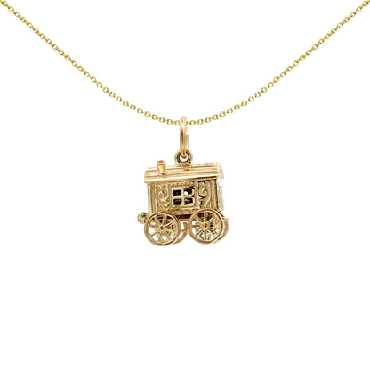 Solid 9ct Gold  Openning Carriage Wagon Charm Pendant - JPD284