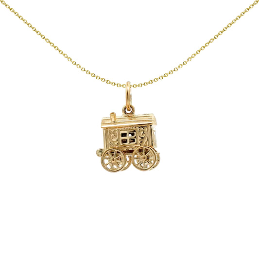Solid 9ct Gold  Openning Carriage Wagon Charm Pendant - JPD284