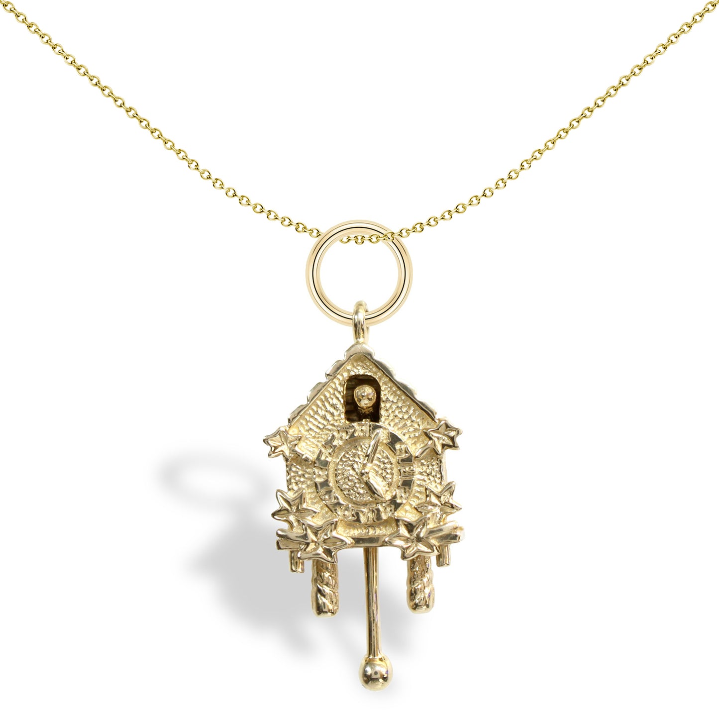 Solid 9ct Gold  Cuckoo Clock Charm Pendant - JPD289