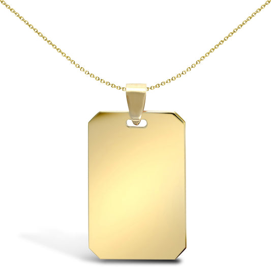 Solid 9ct Gold  Dog Tag Pendant - JPD299