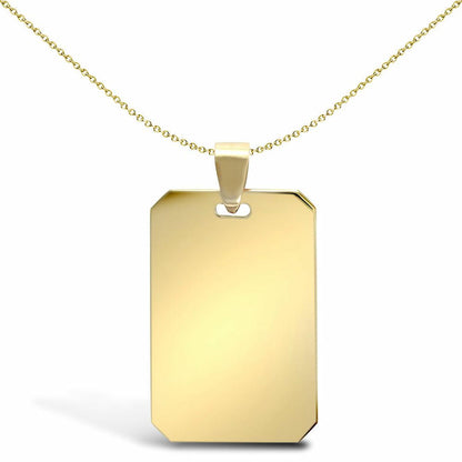 Solid 9ct Gold  Dog Tag Pendant - JPD299