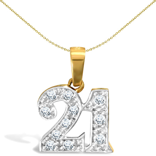 9ct 2-Colour Gold  CZ 21 Birthday Charm Pendant - JPD308