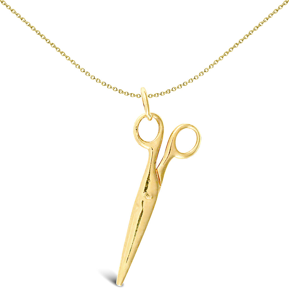 Solid 9ct Gold  Scissors Charm Pendant - JPD424