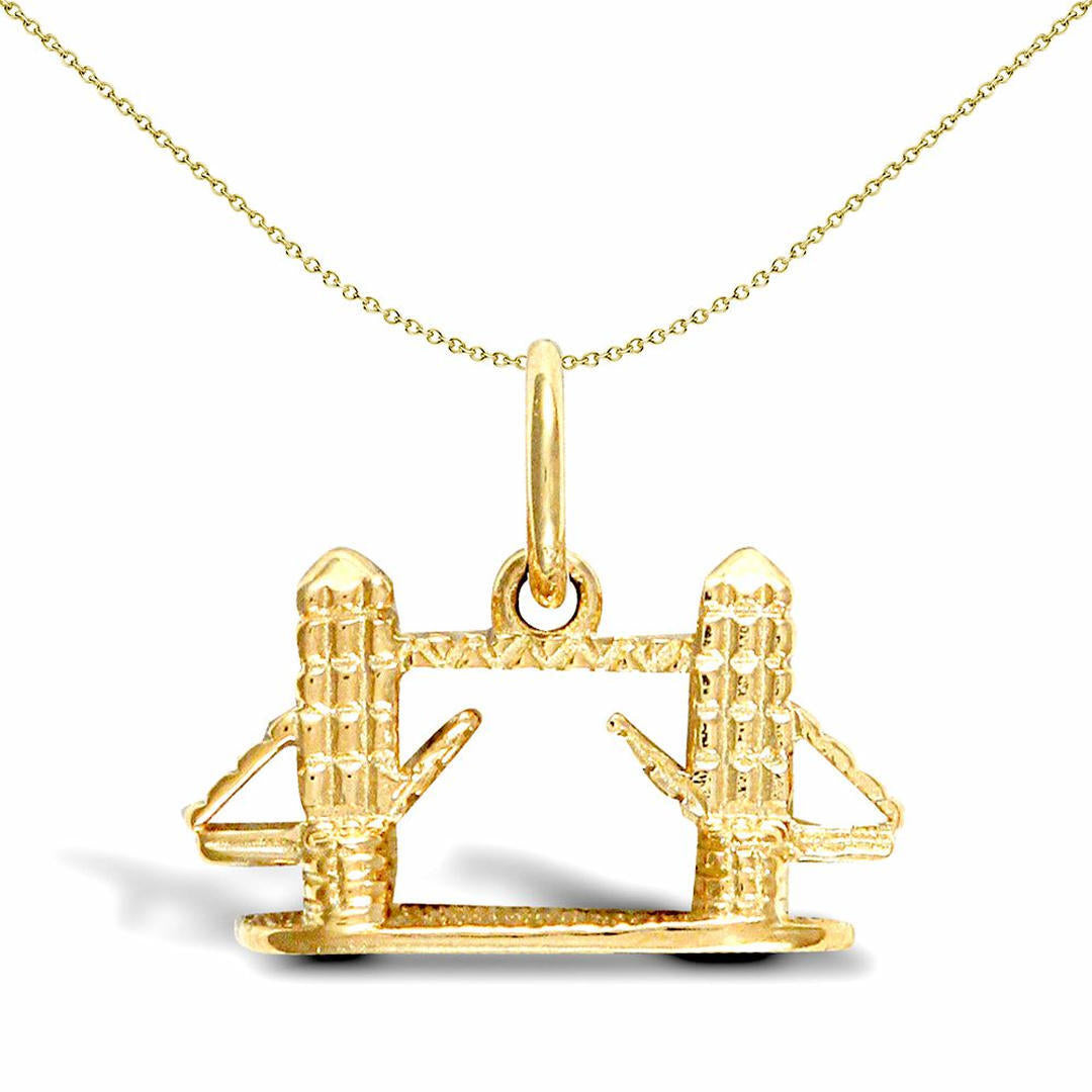 Solid 9ct Gold  River Thames Tower Bridge Charm Pendant - JPD430