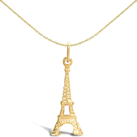 Solid 9ct Gold  Eiffel Tower Charm Pendant - JPD431