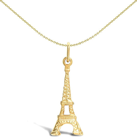 Solid 9ct Gold  Eiffel Tower Charm Pendant - JPD431