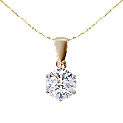 9ct Gold  7.5mm 1½ Carat CZ Solitaire Pendant - JPD462