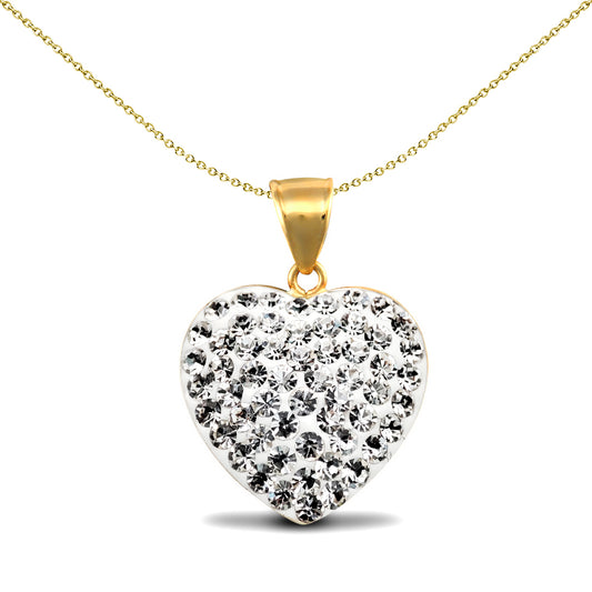 9ct Gold  Crystal Love Heart Charm Pendant - JPD529